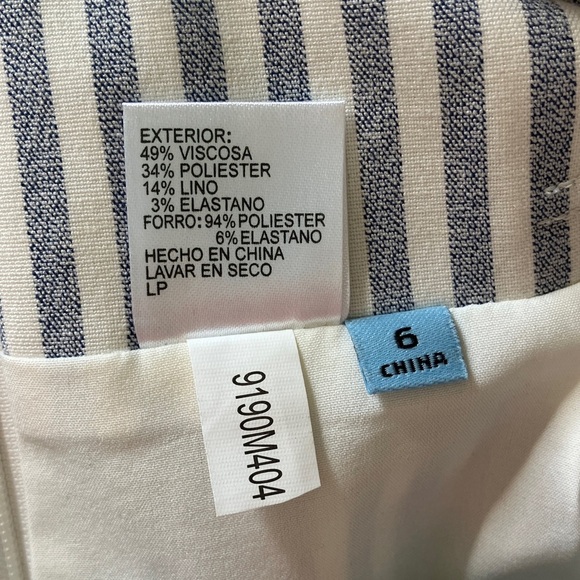 Antonio Melani High Waist Pencil Midi Blue & White Stripe Skirt (6) - Picture 10 of 10